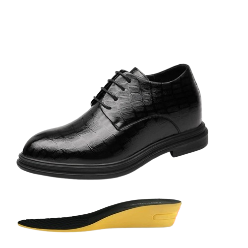 Luxe Brond Men's Formal Leather Shoes, Breathable Business Oxfords with 8cm Height Lift