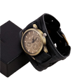 Luxe Brond Men's Retro Punk Cowhide Leather Watch with World Time, Antique Style